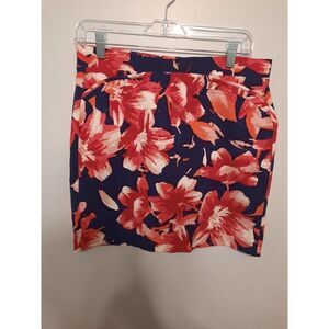 Zoe + Phoebe size S Navy Blue Pink Floral Mini Skirt